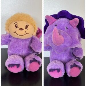 Vtg Animal Fair Boy Triceratops Purple Dinosaur Costume Suit Stuffed Plush Toy